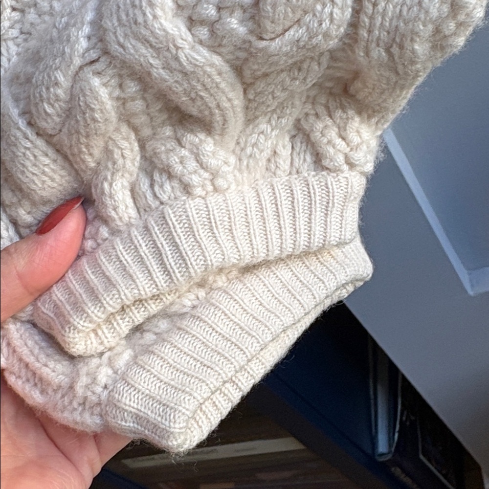 J. Crew 100% Cashmere Cream Cable Knit Sweater Small - Picture 9 of 9